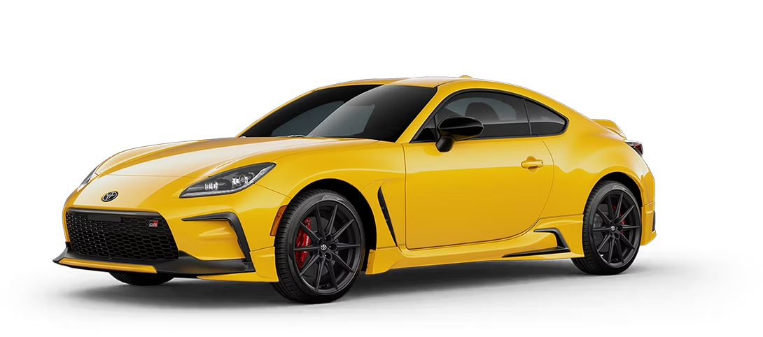 A bright yellow 2026 Toyota GR86 Yuzu Edition AT